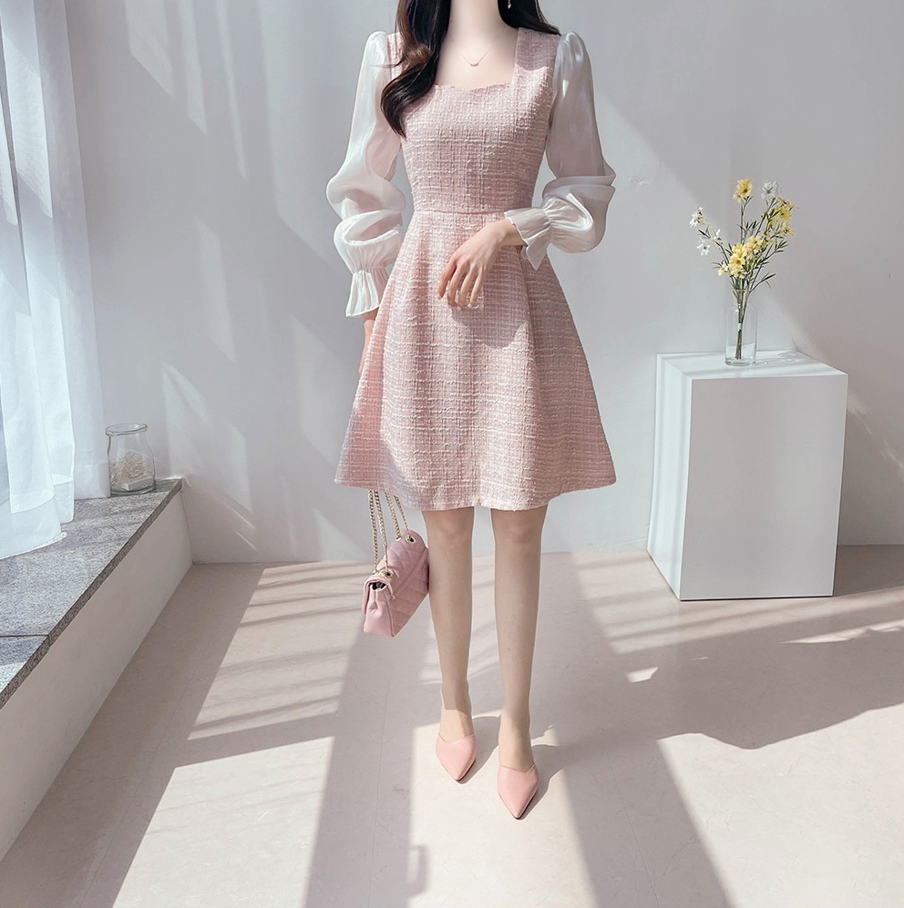 fiona May Tweed Shine Sleeve Dress | Fit & Flare for Women | KOODING