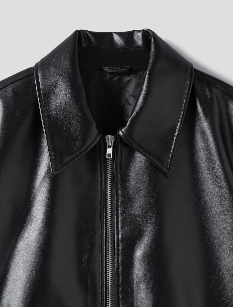 8seconds Fake Leather Single Jacket Black | Jackets for Men | KOODING