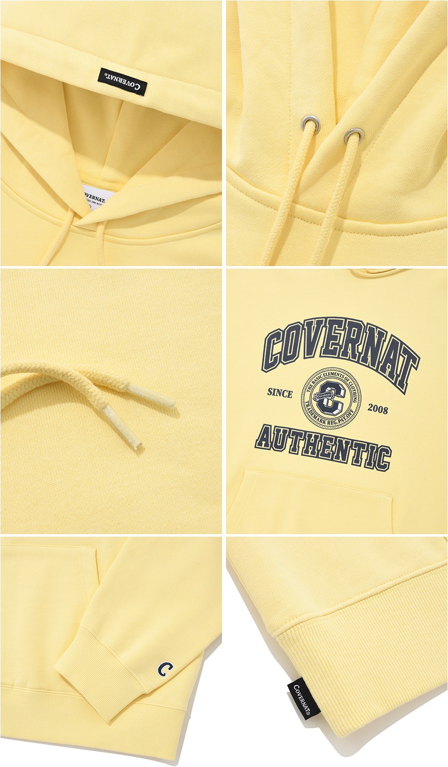 パーカー・フーディ COVERNAT Emblem Arch Logo Hoodie Yellow Covernat Unisex Emblem Arch Logo Hoodie Yellow | Sweatshirts