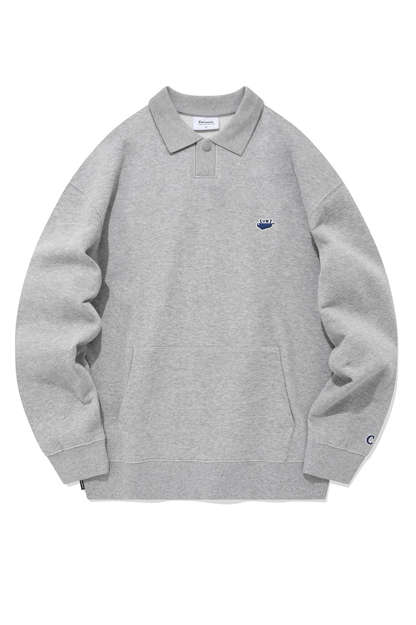 [COVERNAT]★Whale Raised Sweatshirt Covernat Unisex Whale Fleeced Sweatshirt Blue | Sweatshirts