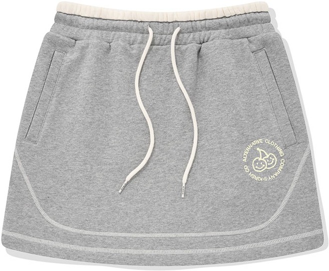 [ KIRSH ]★DOODLE CHERRY PLANET EXPLORER SHORT SKIRT KIRSH Doodle Cherry Planet Explorer Short Skirt Melange Gray