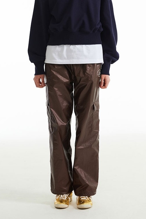 KIRSH Doodle Cherry Coating Woven Pants Brown | Straight for