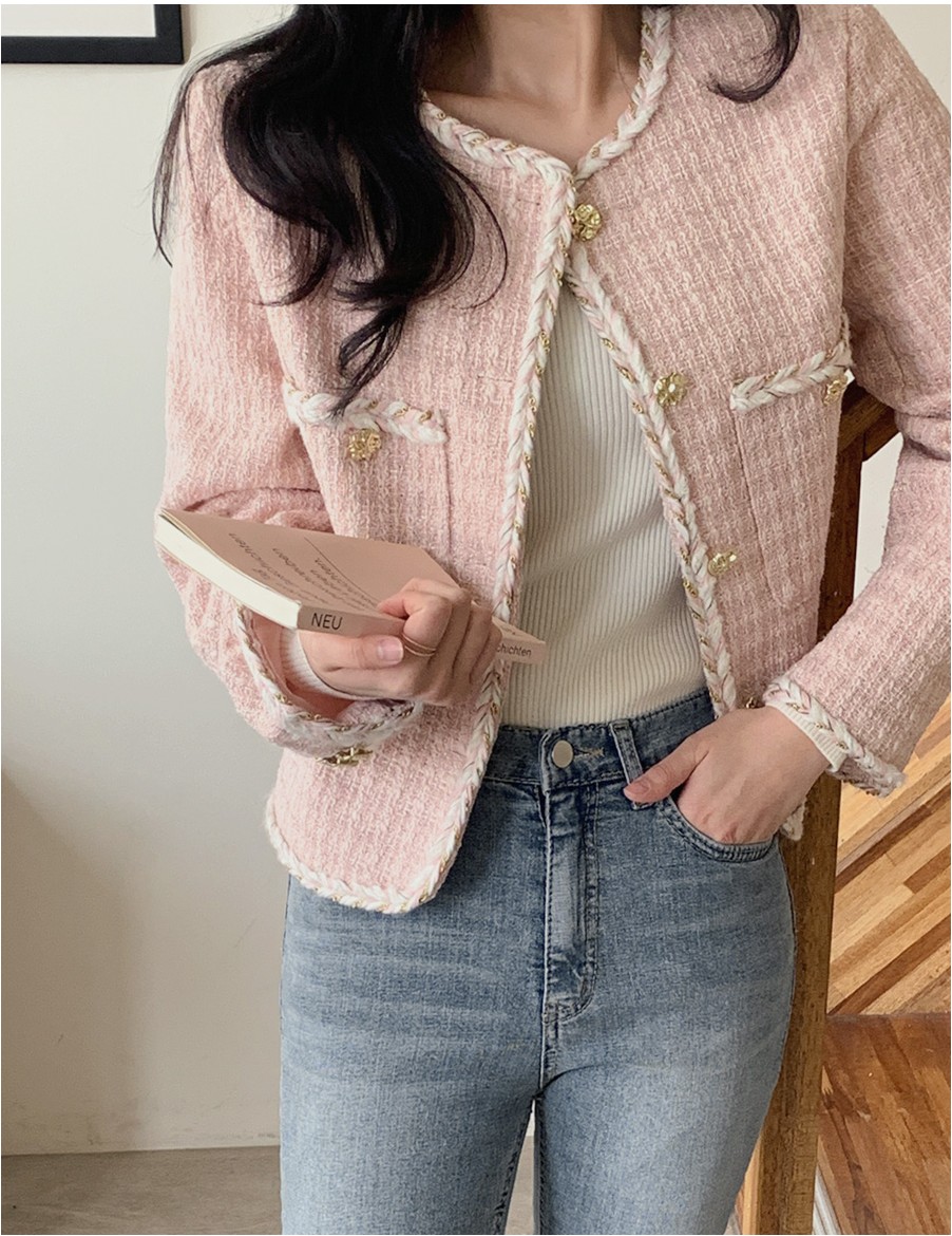 TWEE Juliet Crop Tweed Jacket | Jackets for Women | KOODING