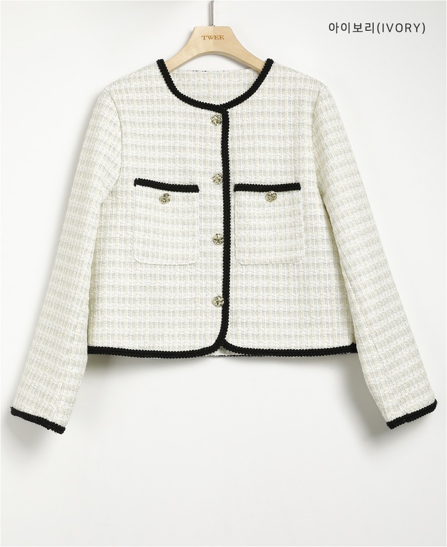 TWEE Juliet Crop Tweed Jacket | Jackets for Women | KOODING