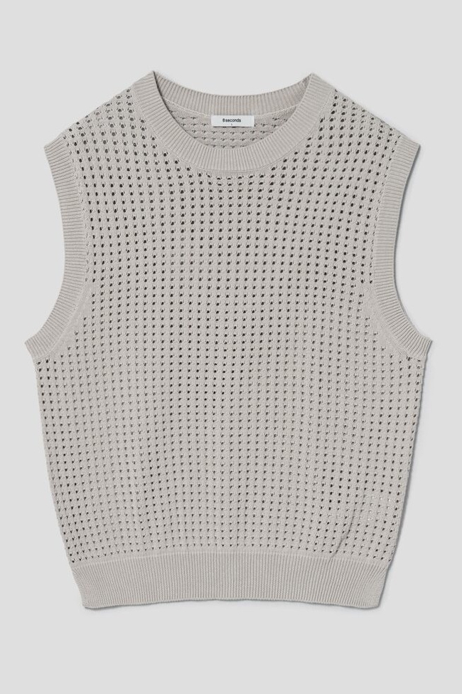 Mesh Knit Vest Beige