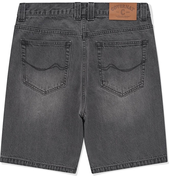 Unisex Wide Denim Shorts Gray