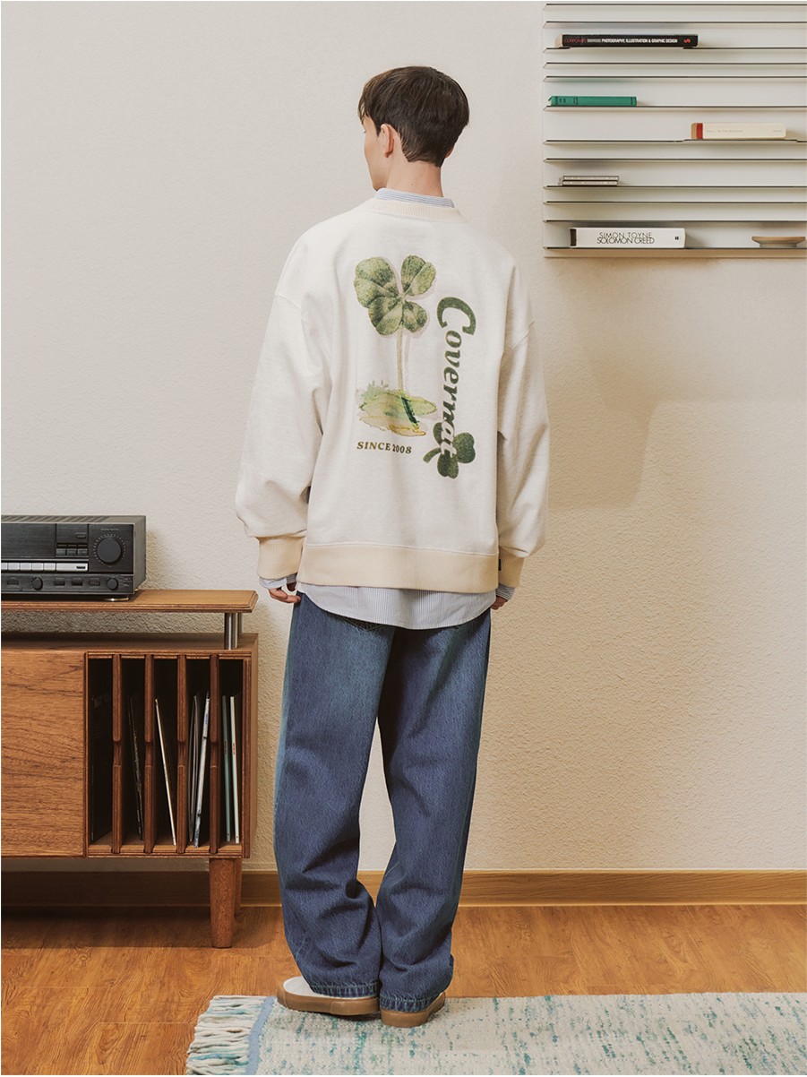 Covernat Unisex Clover Sweatshirt Oatmeal | Sweatshirts
