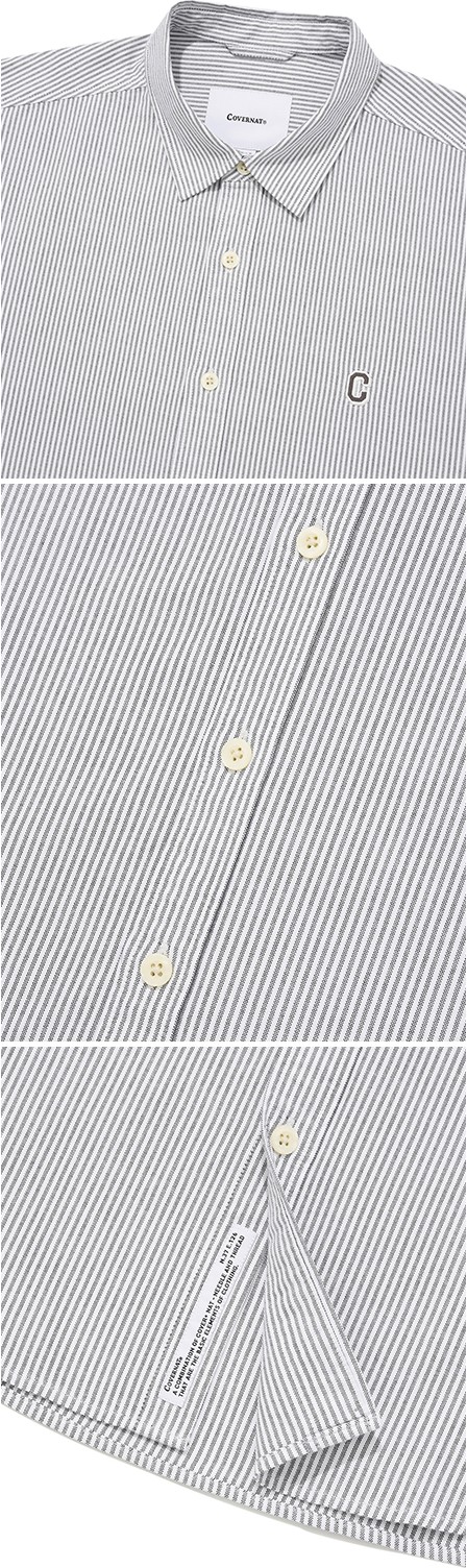 COVERNATのC Logo Oxford Stripe Half Shirt 全2色 C Logo Oxford Stripe Half Shirts Blue - Covernat | 60