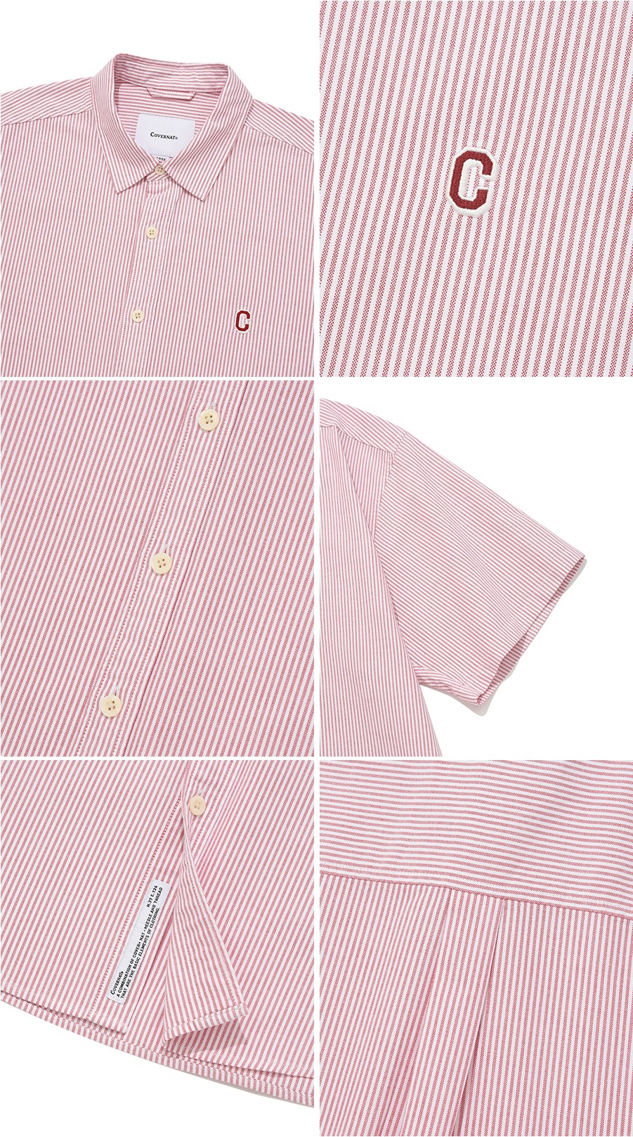 COVERNATのC Logo Oxford Stripe Half Shirt 全2色 C Logo Oxford Stripe Half Shirts Gray - Covernat | 60