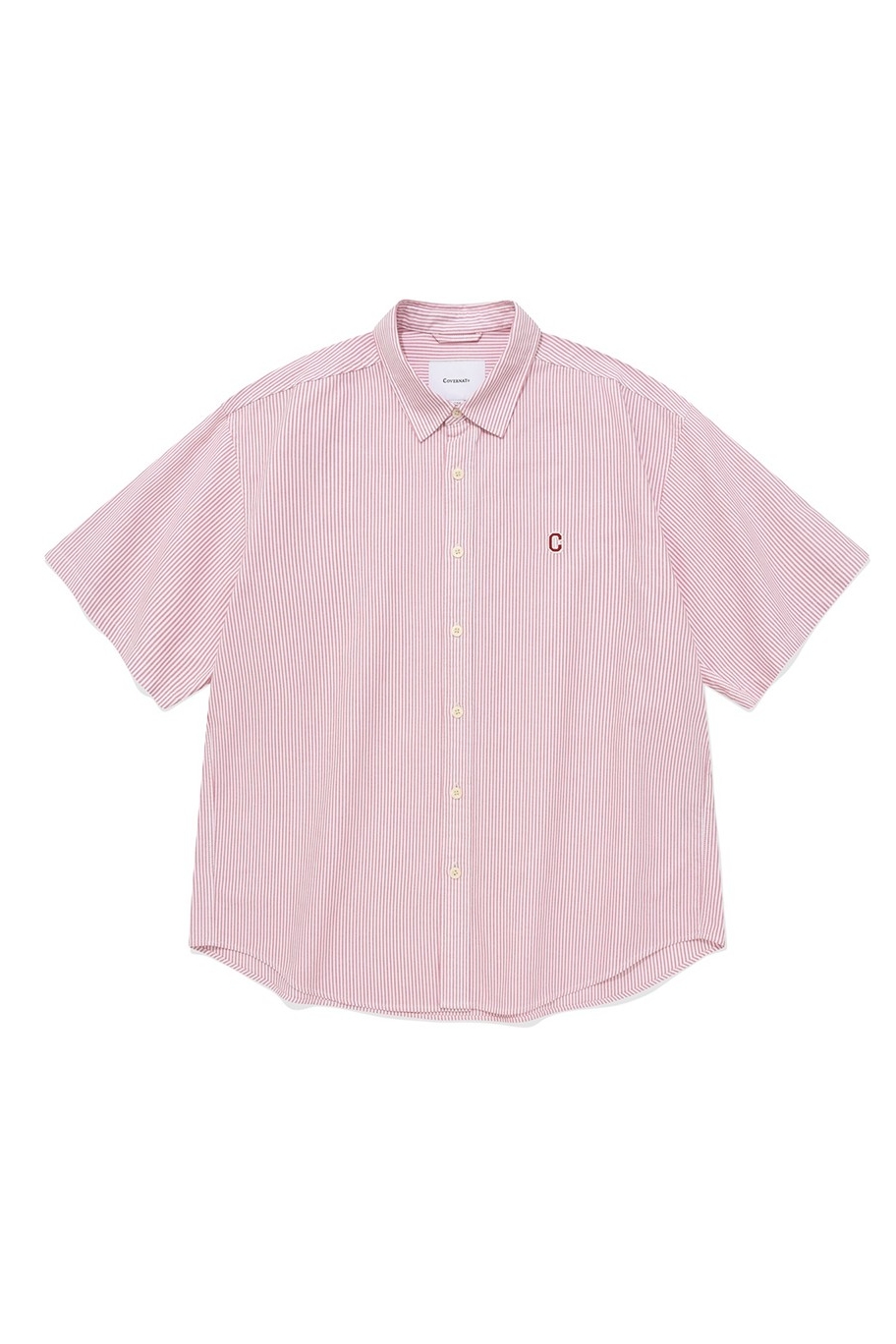 ★23SS★【COVERNAT】★C logo oxford striped shir.t★シャツ★ Covernat Unisex C Logo Oxford Stripes Half Shirt Red