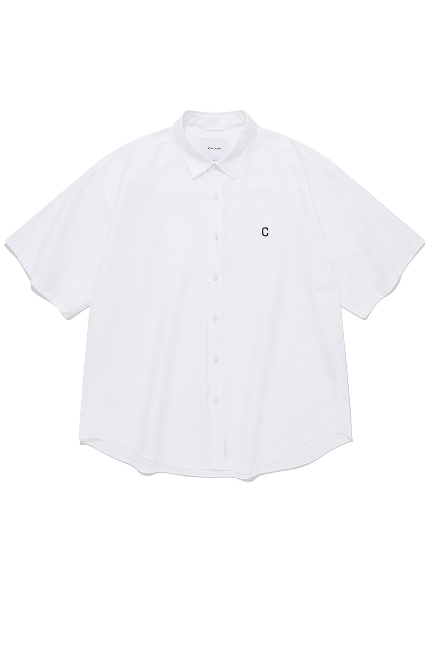 Unisex C Logo Oxford Half Shirt White