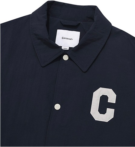 Covernat Unisex C Logo Collar Varsity Jacket Navy | Jackets for