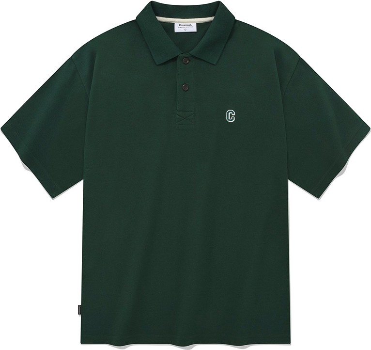 COVERNATのSmall typographic t-shirt 全2色 Covernat Unisex C Logo Collar Tee Shirt British Green