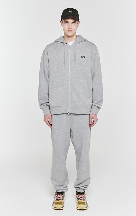【UFC】 Essential Relax Fit Hoodie grey ★正規品 ★追跡可 UFC Sport Unisex Essential Realx Fit Hoodie Zipup Melange
