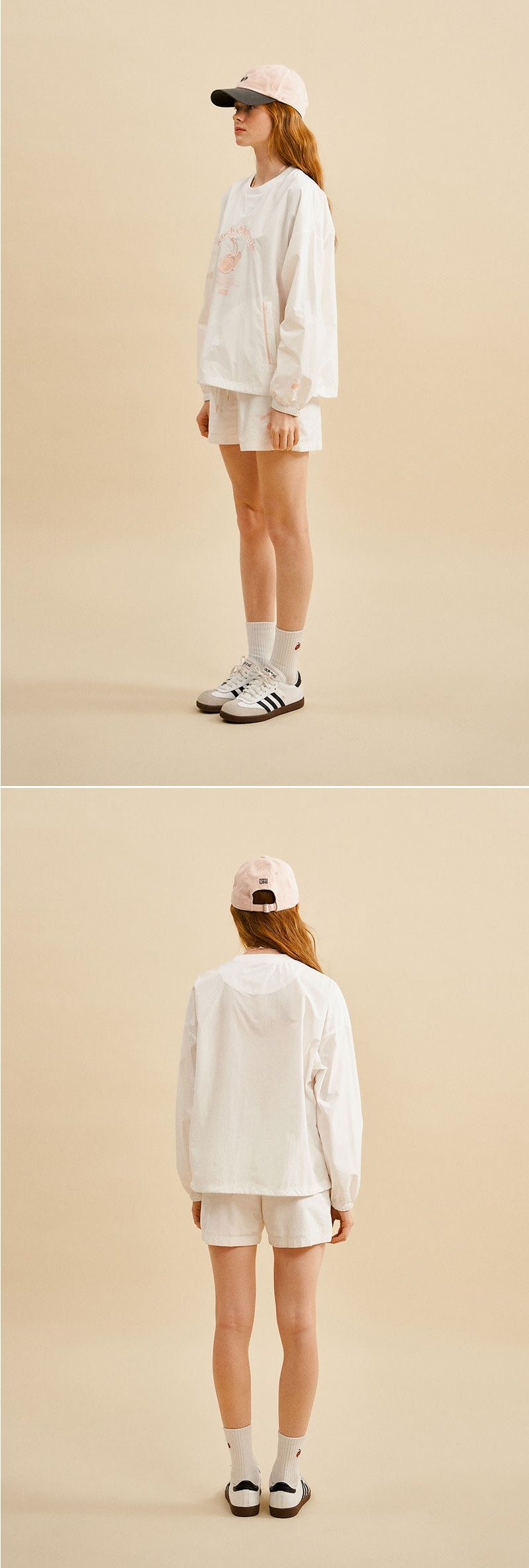 KIRSH Cherry Arch Logo Woven Piste Tee Shirt White