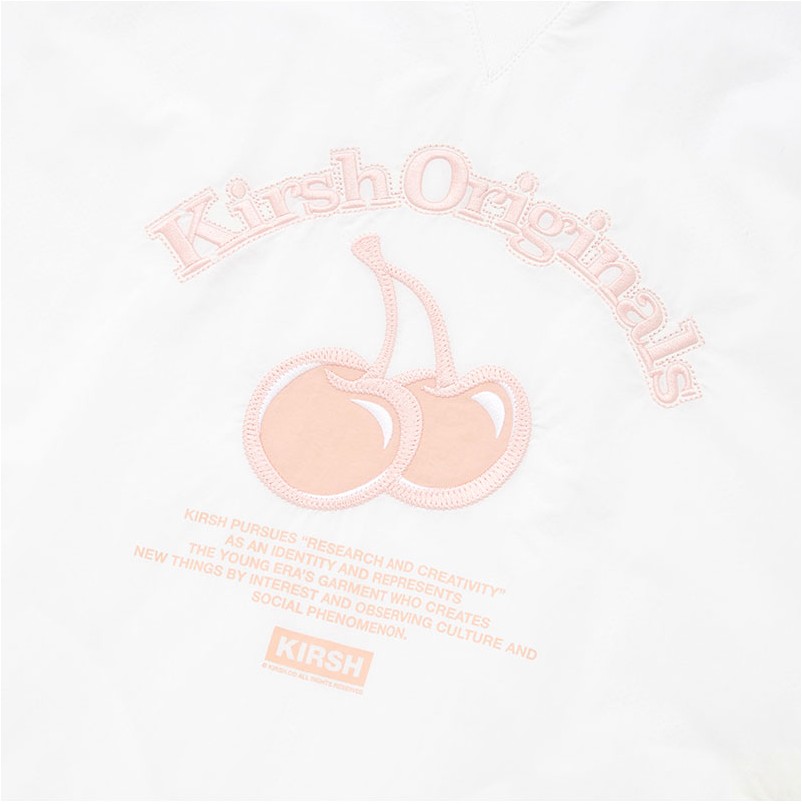 KIRSH Cherry Arch Logo Woven Piste Tee Shirt White