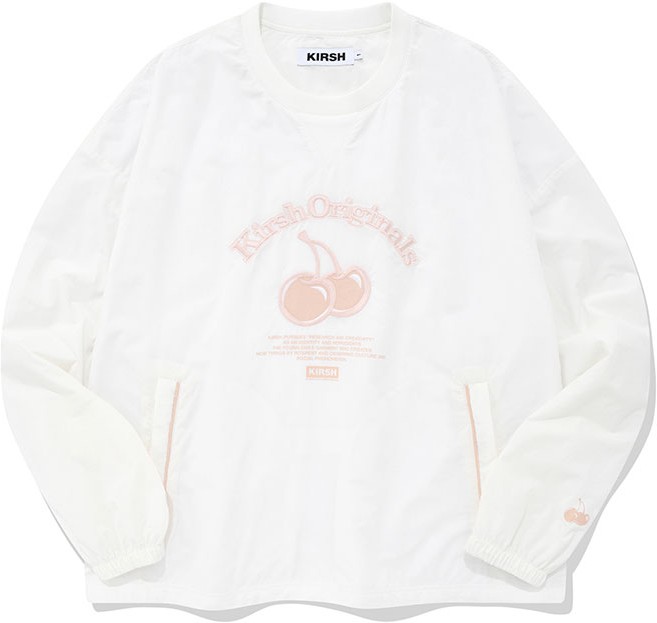 ☆KIRSH☆ arch cherry logo t-shirt white KIRSH Cherry Arch Logo Woven Piste Tee Shirt White