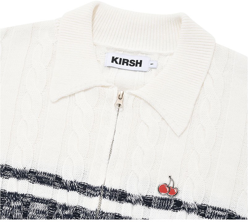 KIRSH Cherry Coloring Knit Zipup Navy | Cardigans for Women | KOODING
