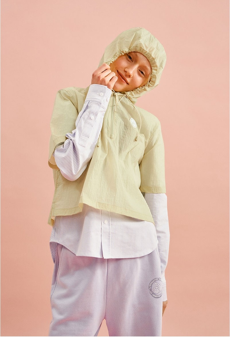 [ KIRSH ]★DOODLE CHERRY HOODIE WOVEN ANORAK KIRSH Doodle Cherry Hoodie Woven Anorak Yellow | Sweatshirts
