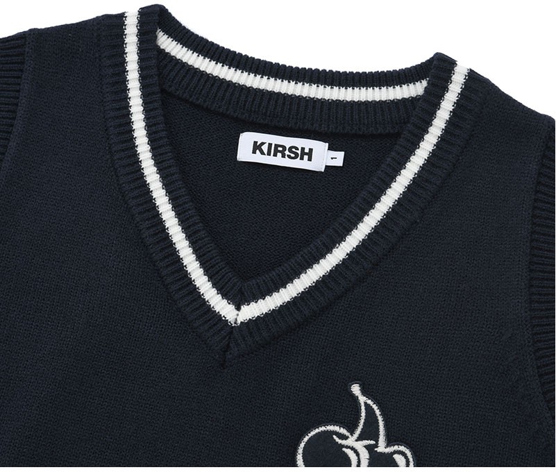 KIRSH Middle Cherry V Neck Knit Vest Navy | Vests for Women | KOODING