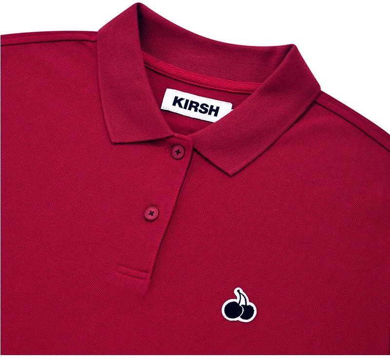 ★2023FW新作★KIRSH★MONO CHERRY PADDING SHIRT KIRSH Mono Cherry Crop Pique Red | Cropped for Women | KOODING