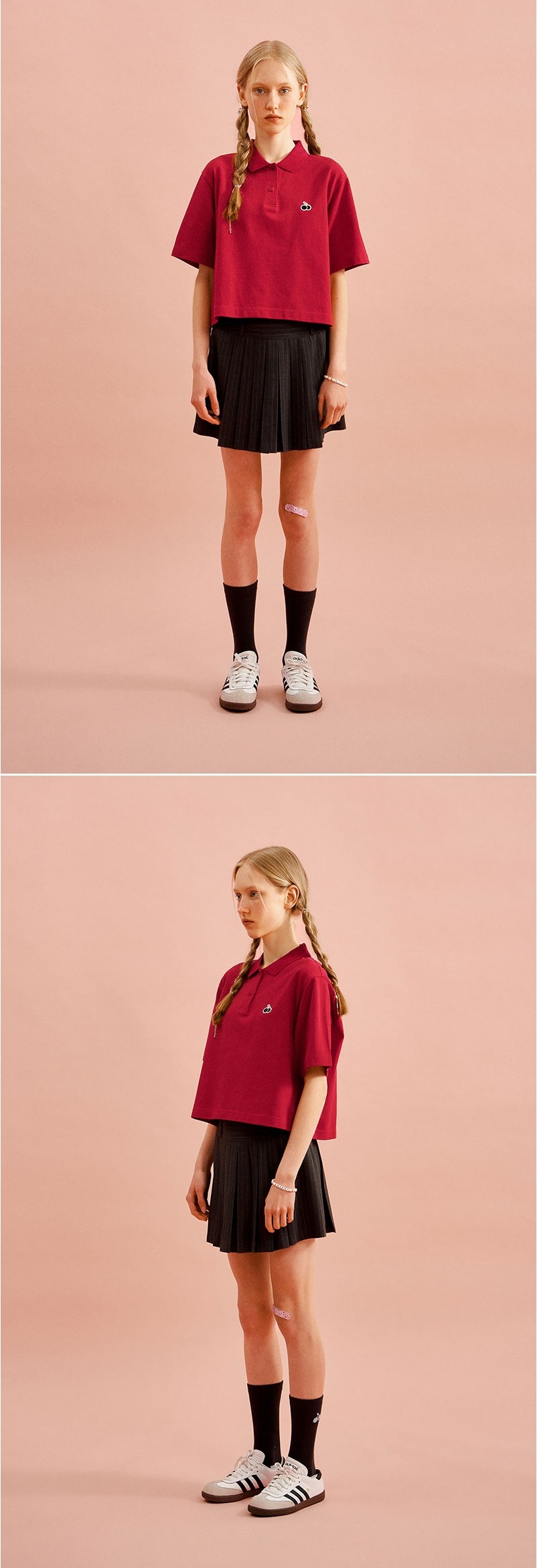 ☆送料・関税込☆KIRSH★MONO CHERRY PADDING SHIRT★ KIRSH Mono Cherry Crop Pique Red | Cropped for Women | KOODING