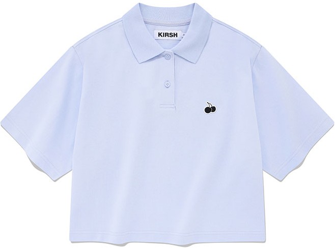 KIRSH Mono Cherry Crop Pique Sky | Cropped for Women | KOODING
