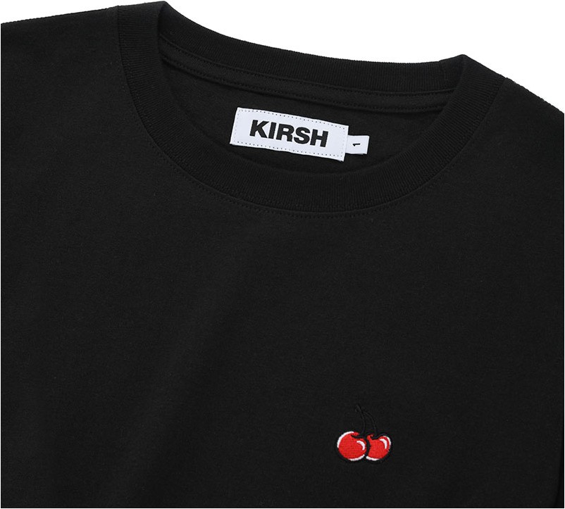KIRSH Small Cherry Crop Tee Shirt Black | Crewneck for Women