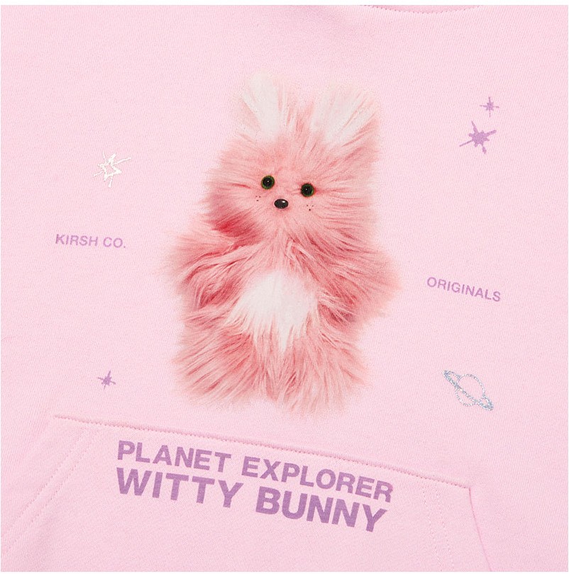 KIRSH Witty Bunny Planet Explorer Crop Hoodie Pink | Sweatshirts