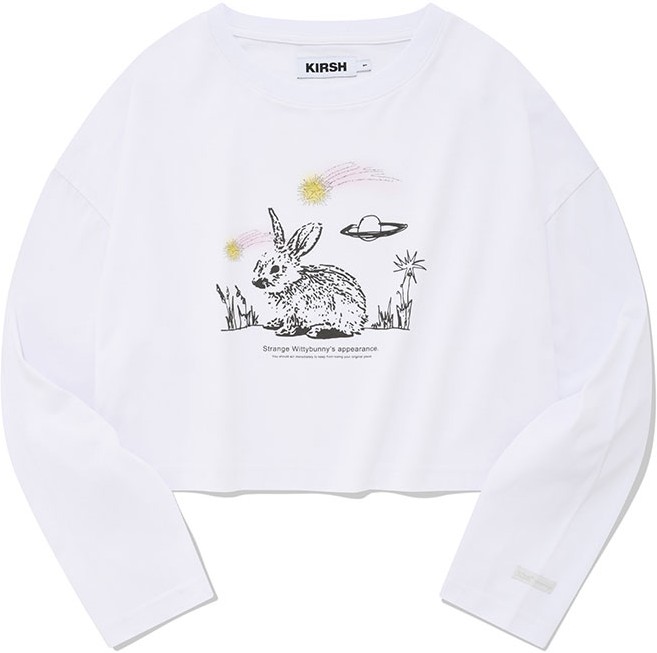 ★KIRSH★ Witty Bunny Sketch Crop T-Shirt Black WITTY BUNNY TOMBOY SKETCH T-SHIRT [CHARCOAL] - KIRSH | 60