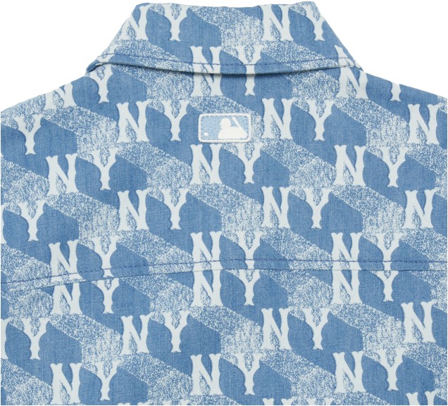 Women's New York Yankees Navy All Over Logos Button-Up Shirt