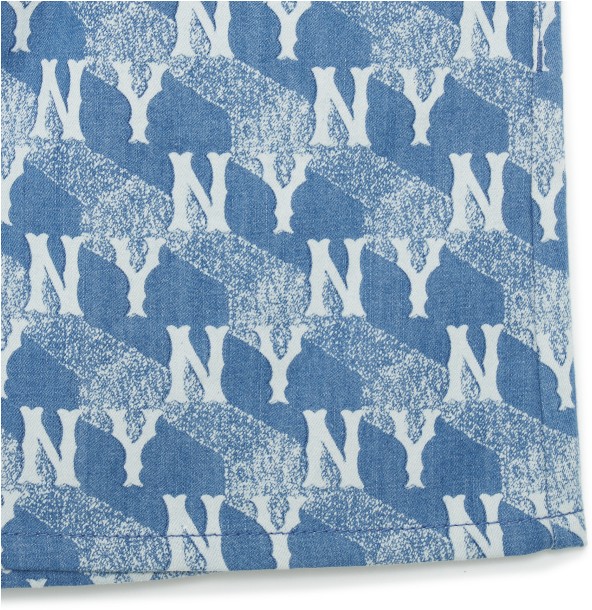 MLB Korea Cube Monogram Print Denim Dress NY Yankees Sky Blue