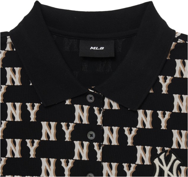 MLB Korea Classic Monogram Collar Dress NY Yankees Black