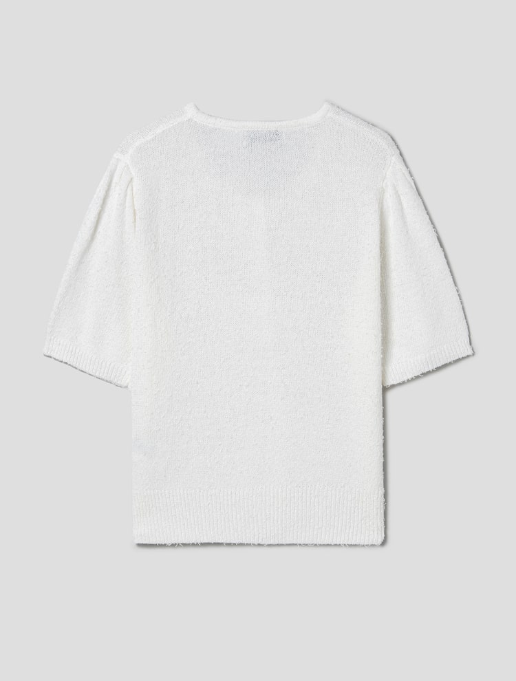 8seconds Floppy Sleeve Shirred Short Sleeve Cardigan Ivory