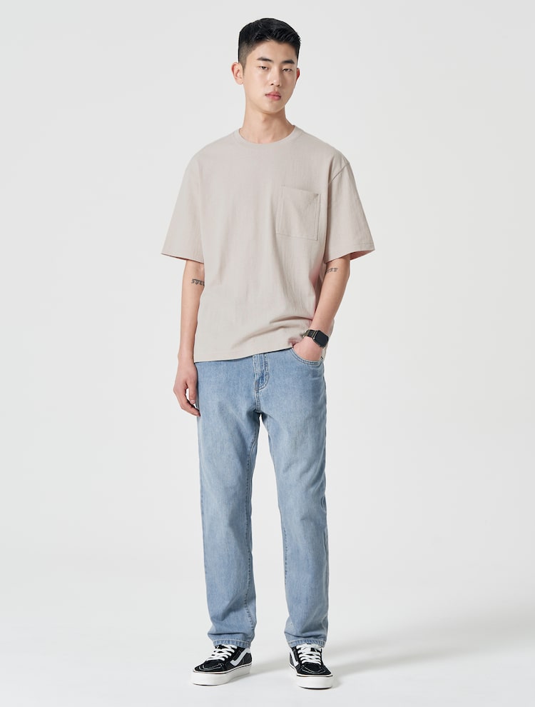 8seconds Pocket Short Sleeve Tee Shirt Light Gray | Crewneck