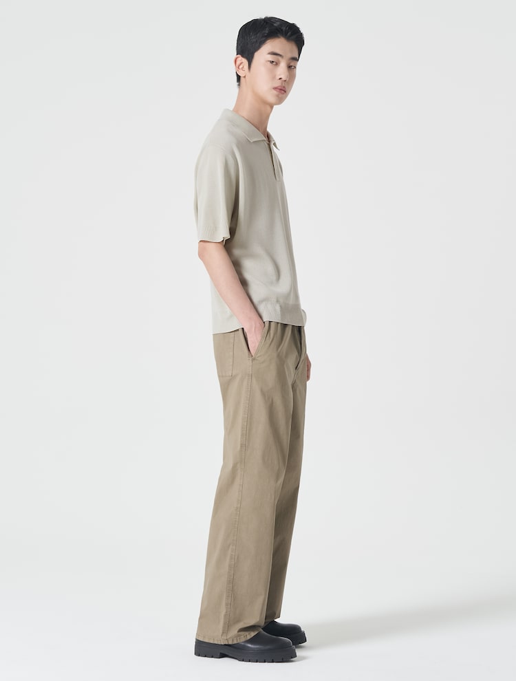 8seconds Short Sleeve Collar Knit Beige | Collared for Men