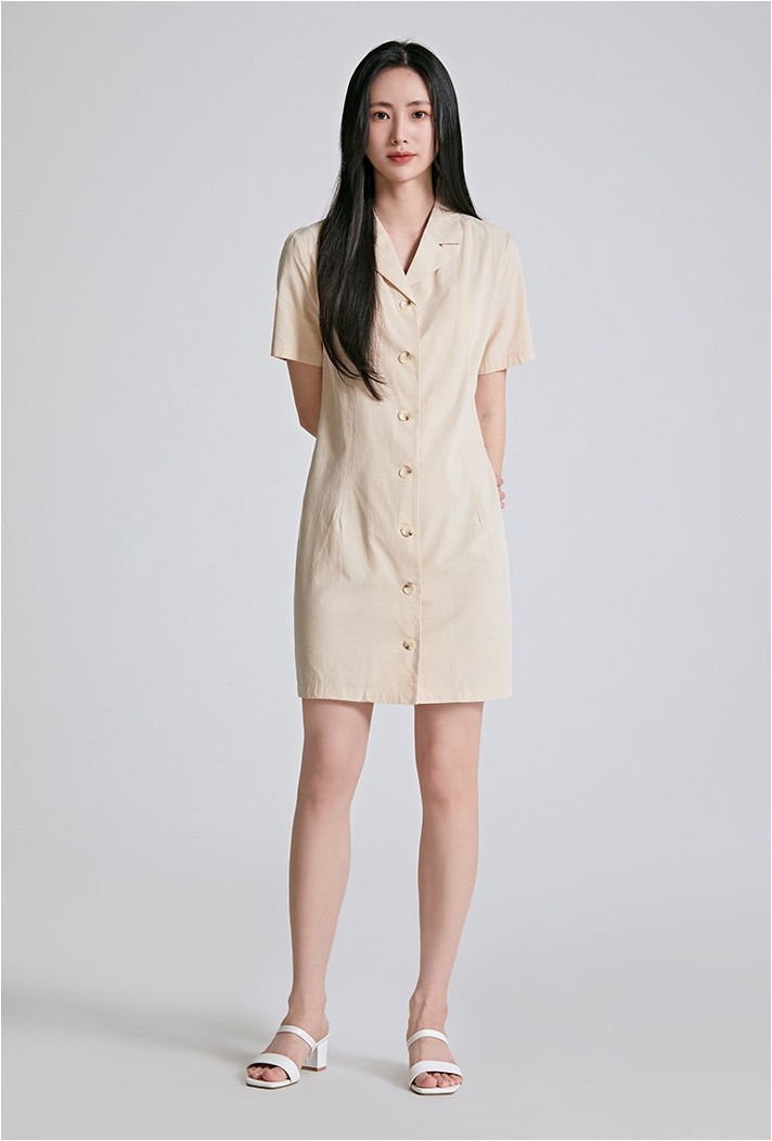SPAO Open Collar Mini Dress | Shirt Dresses for Women | KOODING