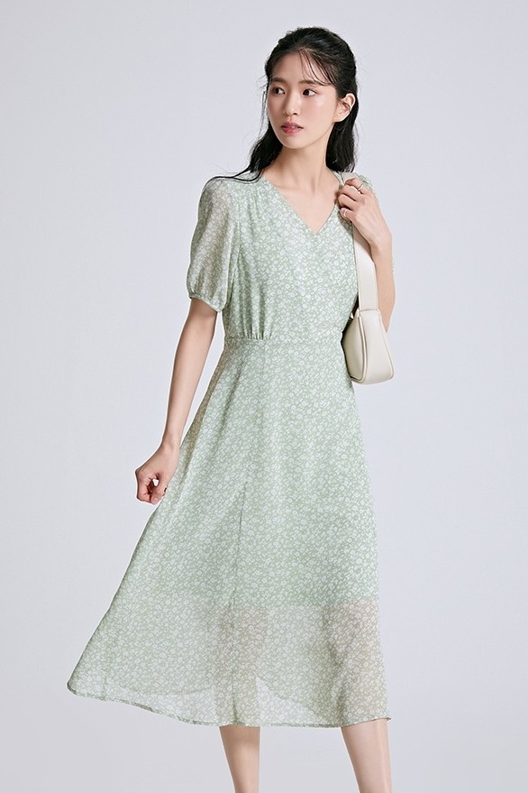 SPAO Flower Print Long Dress | Floral Dresses for Women | KOODING