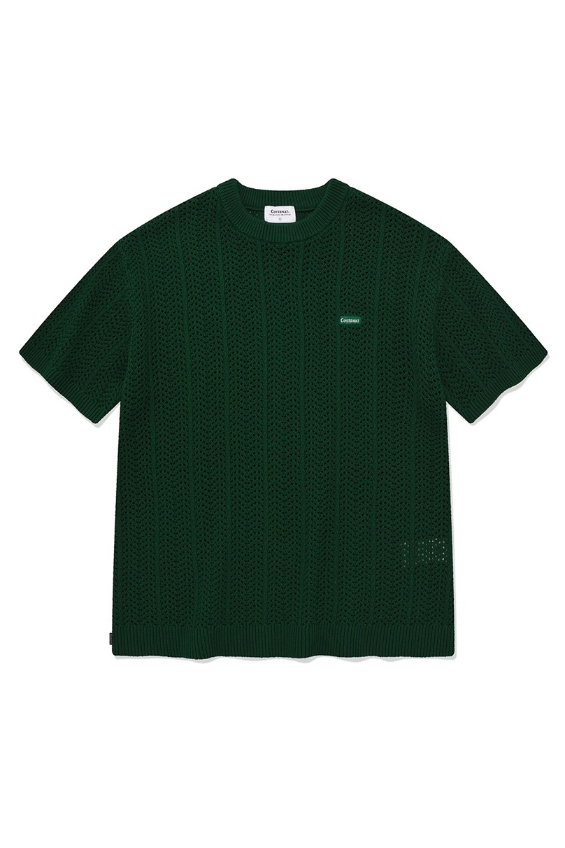ポロシャツ COVERNAT Cool Cable Collar Half Knit Green MUSINSA | COVERNAT Melange knit polo tee navy