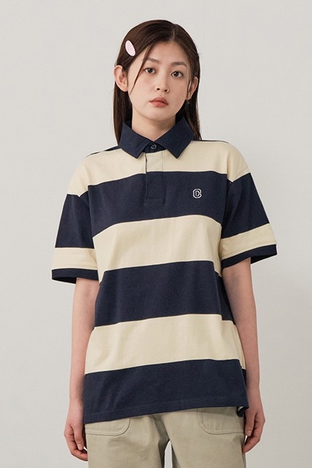 Tシャツ・カットソー COVERNAT Rugby Round T-Shirt Blue Covernat Unisex Rugby Tee Shirt Navy | Polos for Men | KOODING