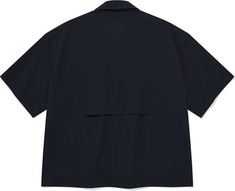 ★23SS★【COVERNAT】★Seersucker zip-up collar T-shir.t★ Covernat Unisex Seersucker Zipup Collar Tee Shirt Navy