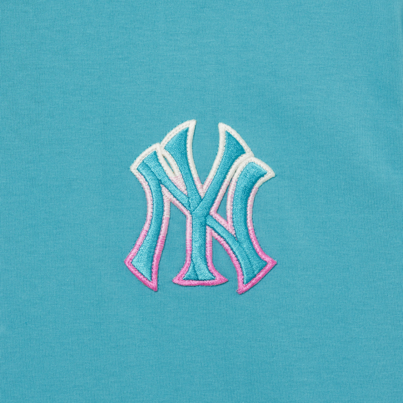 Unisex Cube Clipping Monogram Oversized Short Sleeve Tee Shirt NY Yankees  Cream