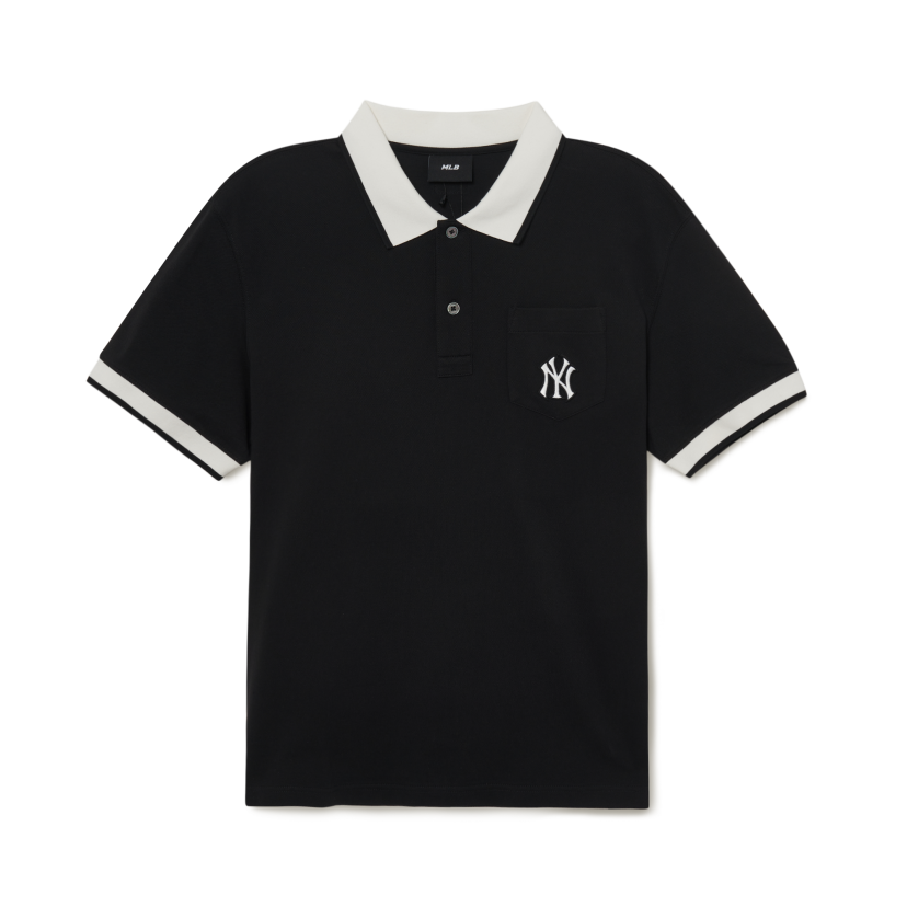 MLB Korea Part Monogram Collar Tee Shirt NY Yankees Black