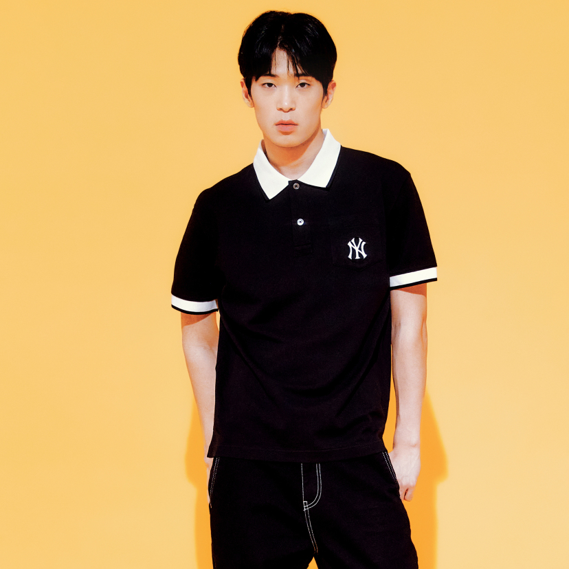MLB Korea Basic Comfortable Fit Collar Tee Shirt NY Yankees Black