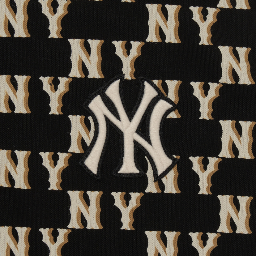 MLB Korea Part Monogram Collar Tee Shirt NY Yankees Black