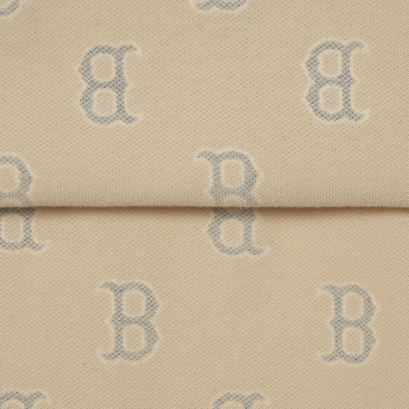 MLB Korea Classic Monogram Front Pattern Collar Tee Shirt Boston Redsox Beige