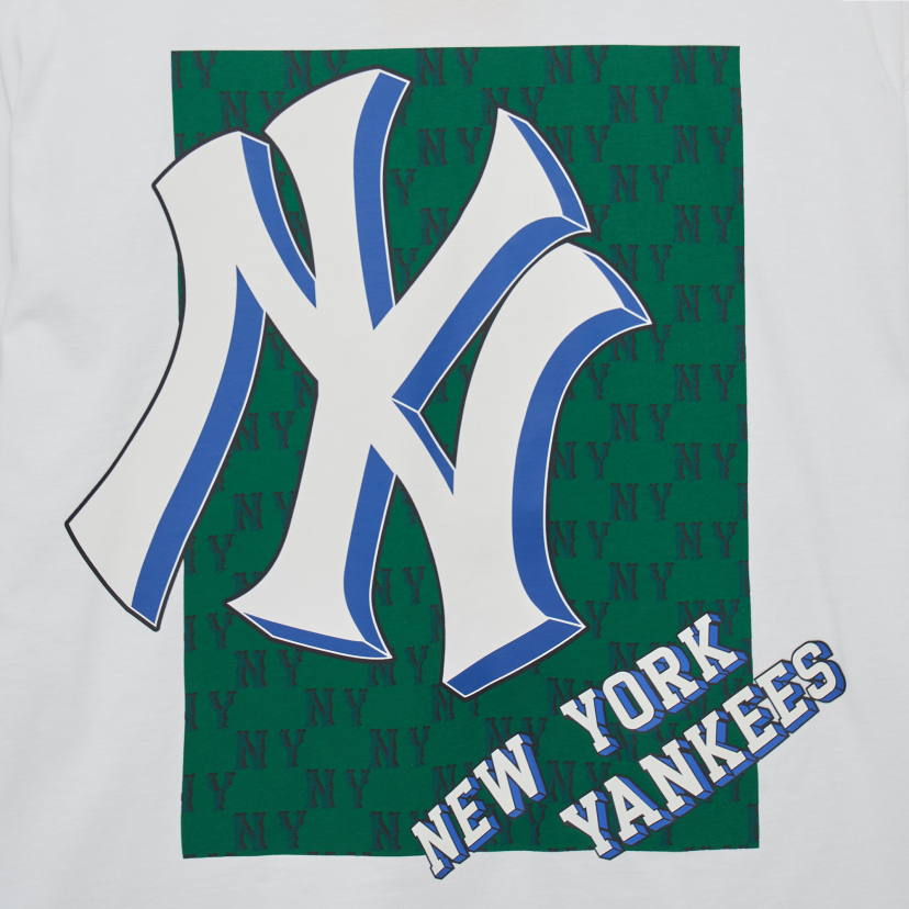 MLB Korea Unisex Monotive Oversized Short Sleeve Tee Shirt NY Yankees White