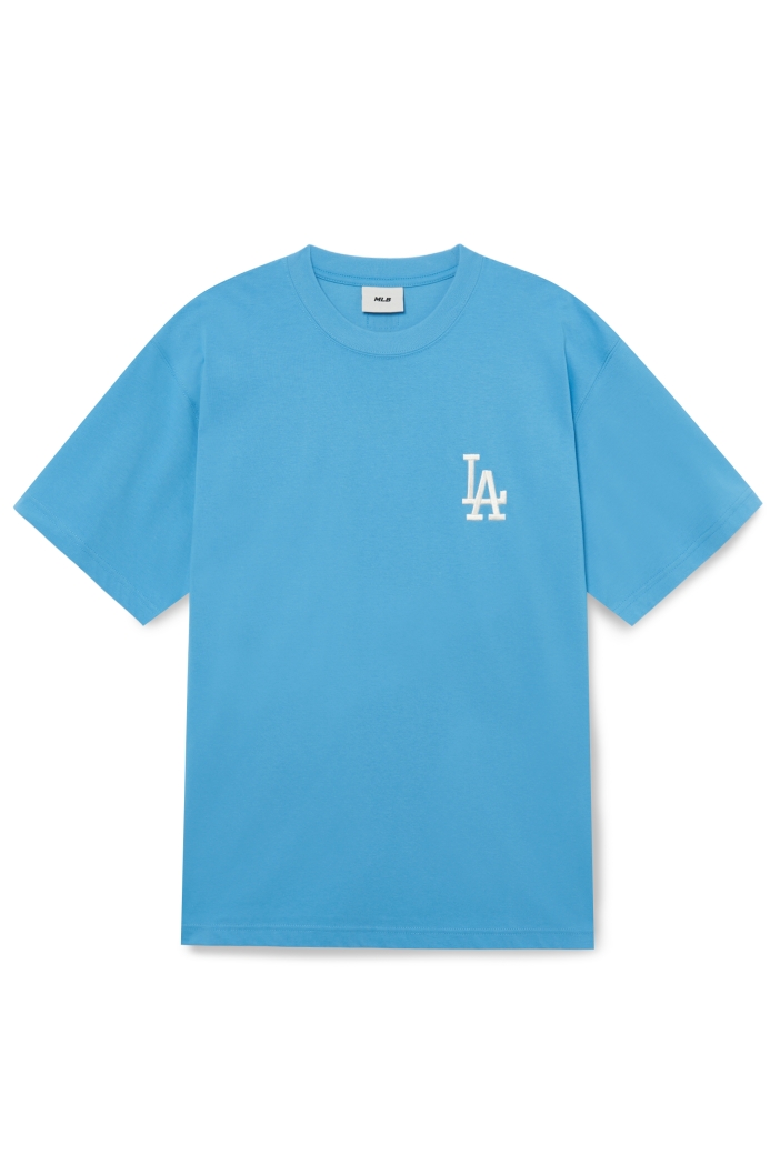 MLB Korea Unisex Illusion Clipping Short Sleeve Tee Shirt La Dodgers Aqua Blue