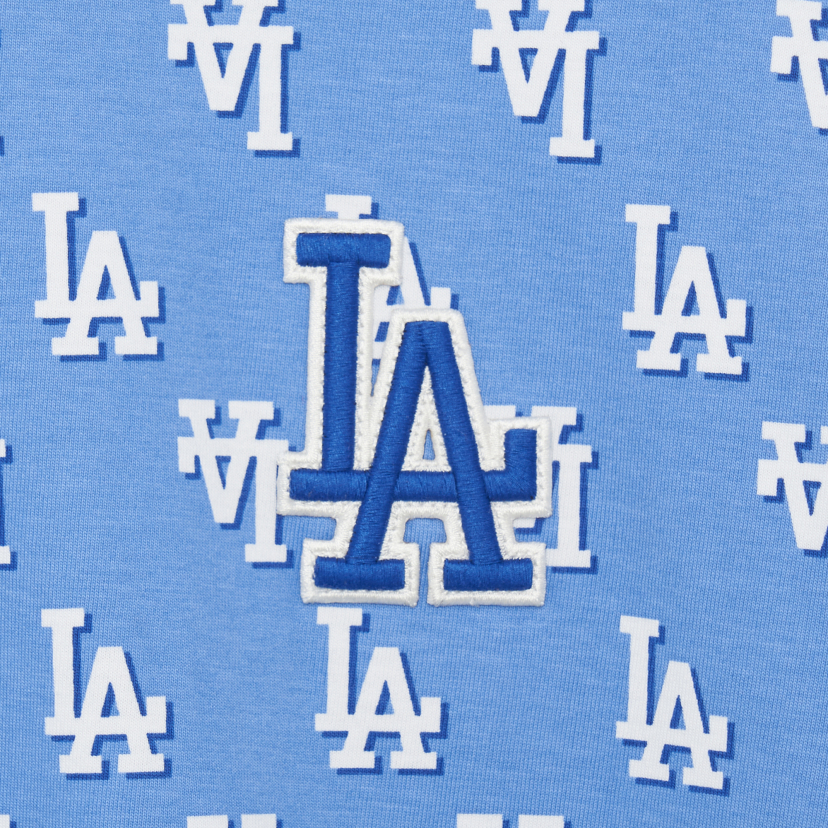 MLB Korea Unisex Classic Monogram Front Pattern Short Sleeve Tee Shirt La Dodgers Cobalt Blue