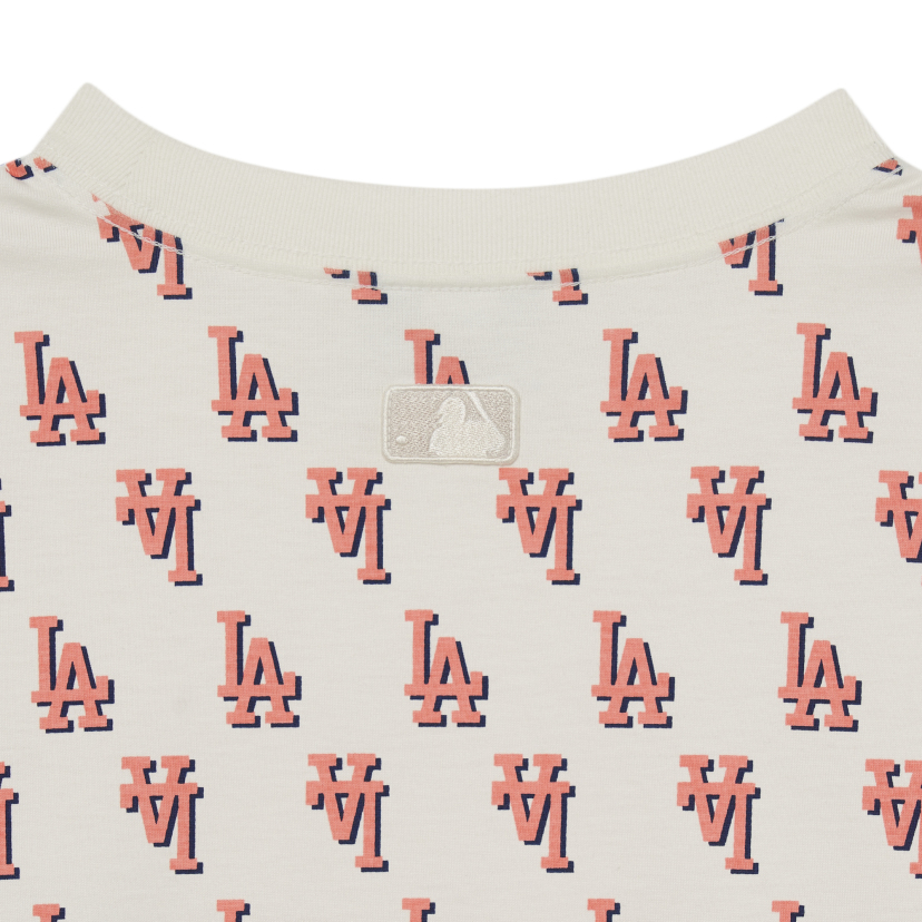 MLB Korea Unisex Classic Monogram Front Pattern Short Sleeve Tee Shirt La Dodgers Cobalt Blue